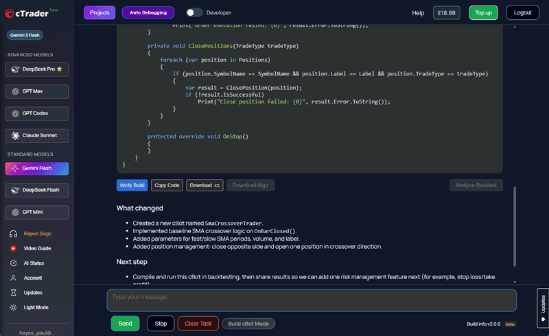 cTrader AI Coding Models