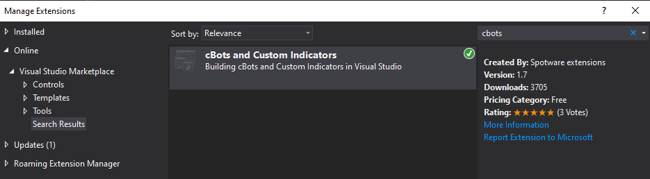 cTrader cBot Visual Studio Extension