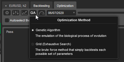 cTrader Optimisation Settings