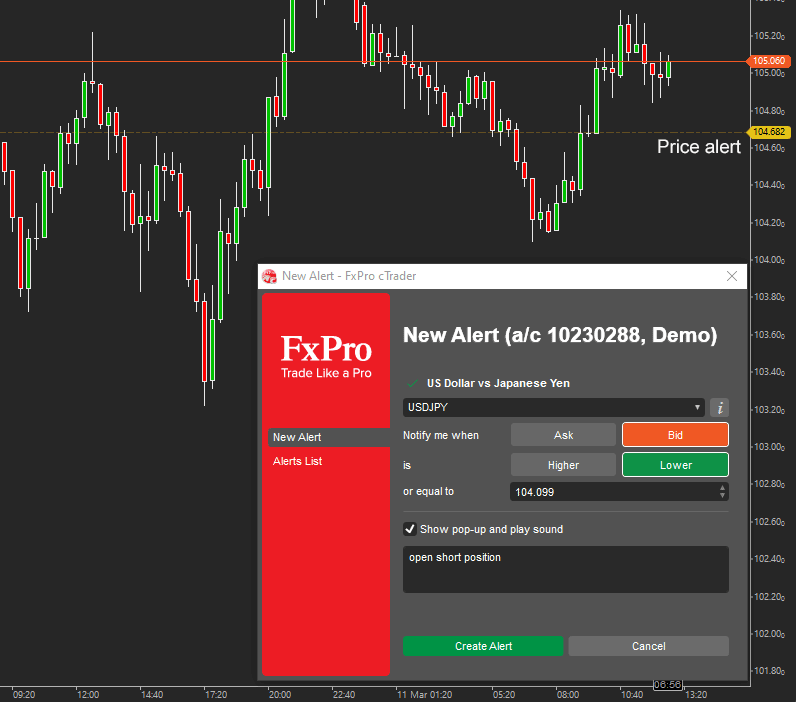 cTrader Price Alerts