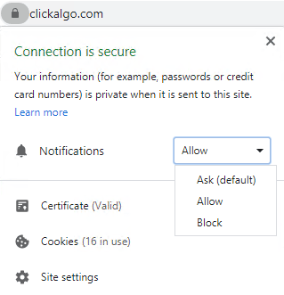 ClickAlgo Block Notifications