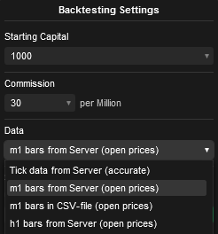 cTrader Backtest Data Options