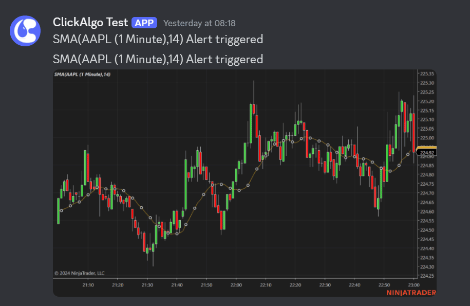 NinjaTrader Discord Channel Alert