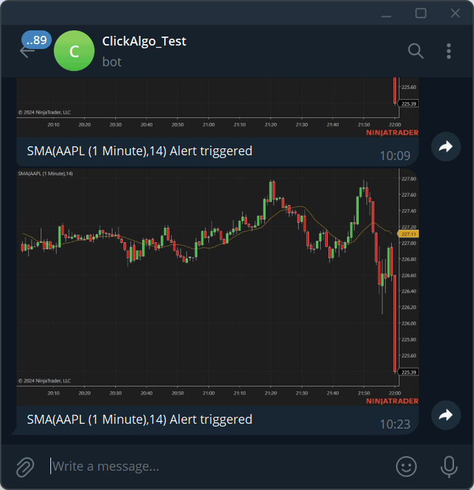 NinjaTrader Telegram Alert