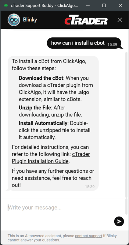 cTrader Ai Support Chatbot