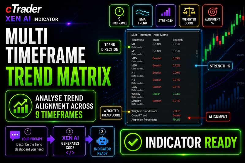 cTrader Multi Timeframe Trend Matrix Dashboard Indicator